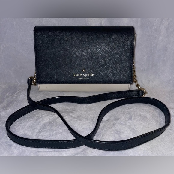 Kate Spade New York Cedar Street Saffiano Genuine Leather Black/Cream Crossbody - Picture 7 of 14